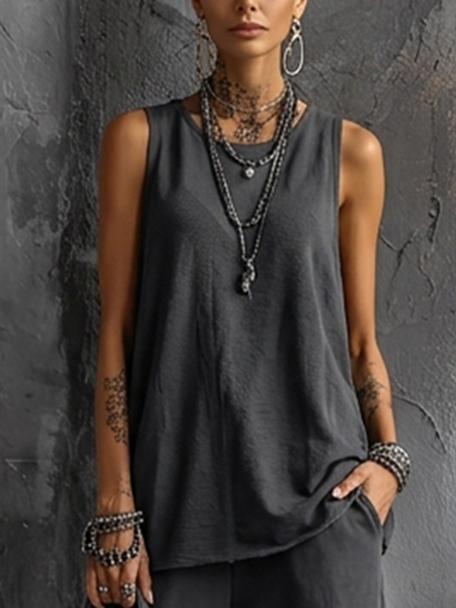 Conjunto casual para mujer: top sin mangas y pantalones cargo jogger