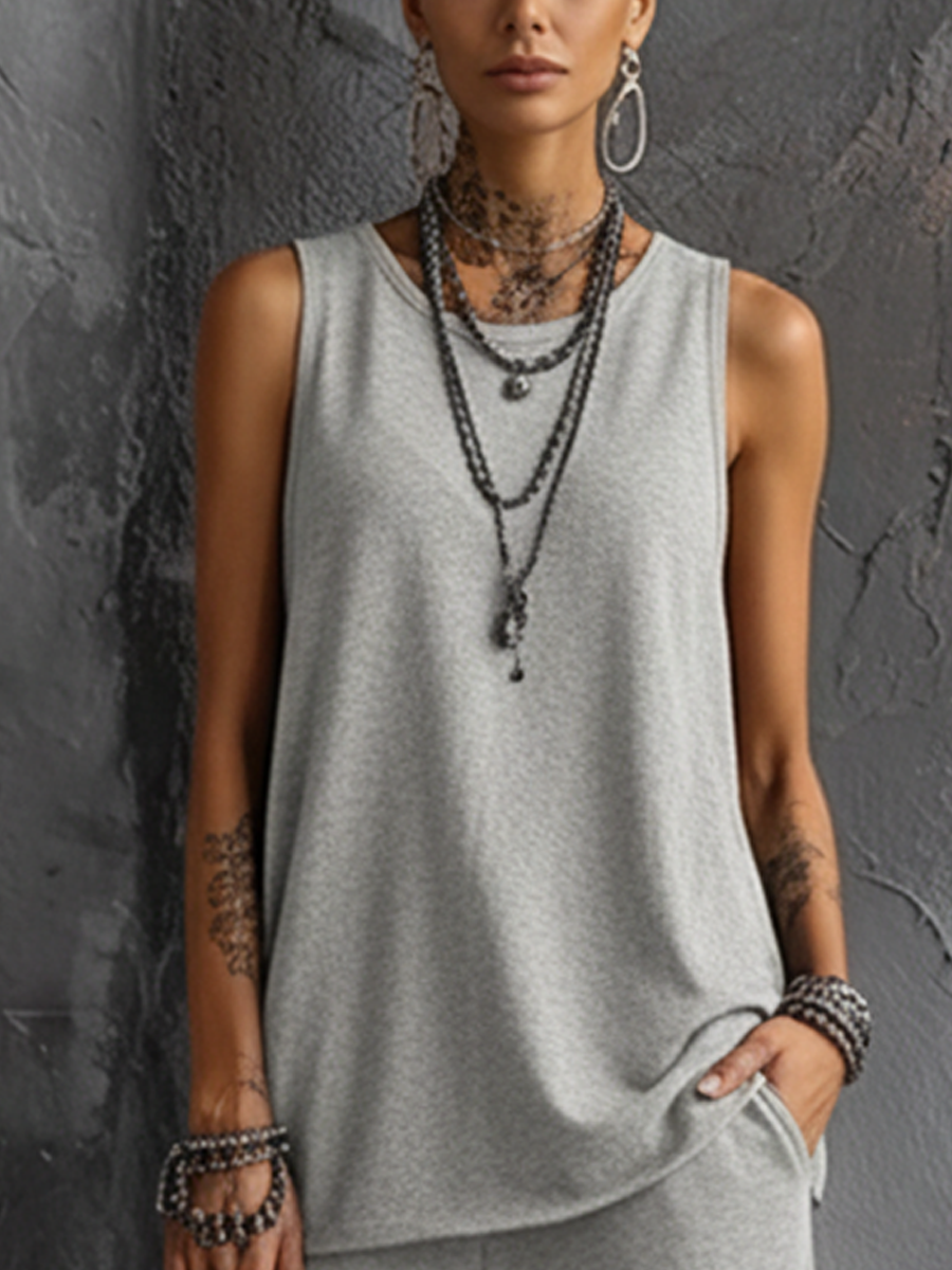 Conjunto casual para mujer: top sin mangas y pantalones cargo jogger