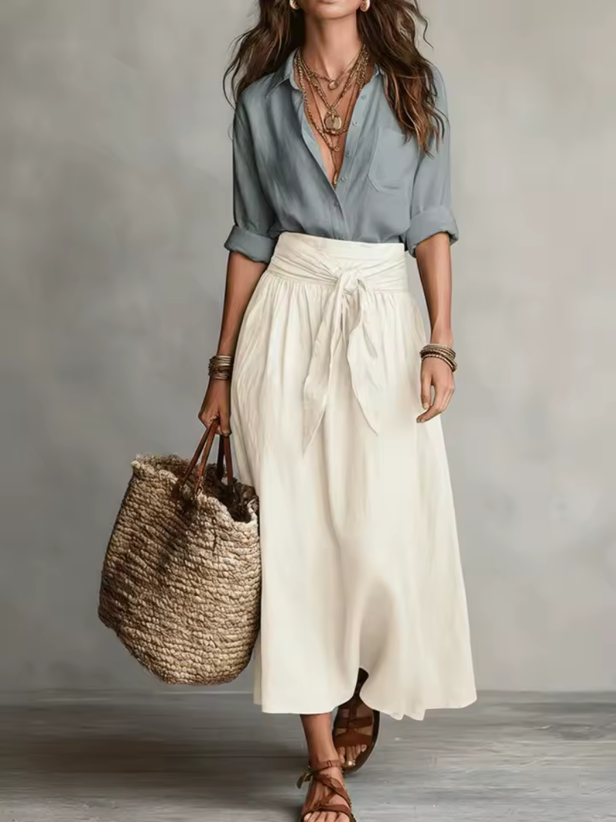 Elara™ | Conjunto de dos piezas sofisticado con falda midi