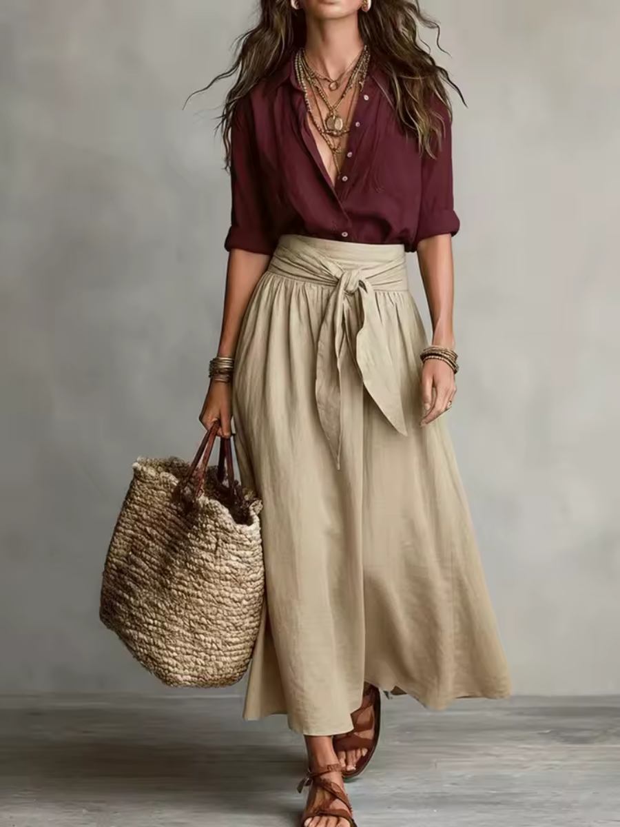 Elara™ | Conjunto de dos piezas sofisticado con falda midi