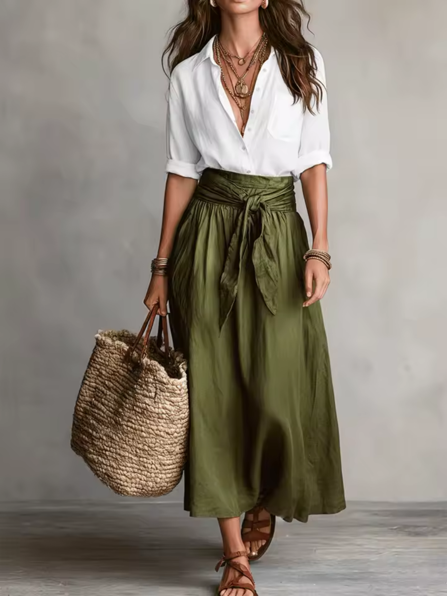 Elara™ | Conjunto de dos piezas sofisticado con falda midi