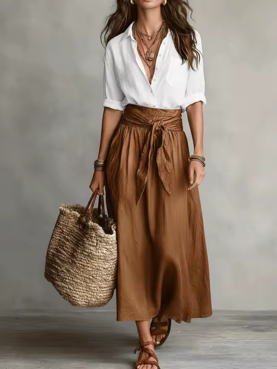 Elara™ | Conjunto de dos piezas sofisticado con falda midi
