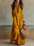 Vestido camisero bohemio - Corte holgado, para el uso diario en desplazamientos