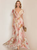 Vestido con escote en V y estampado floral