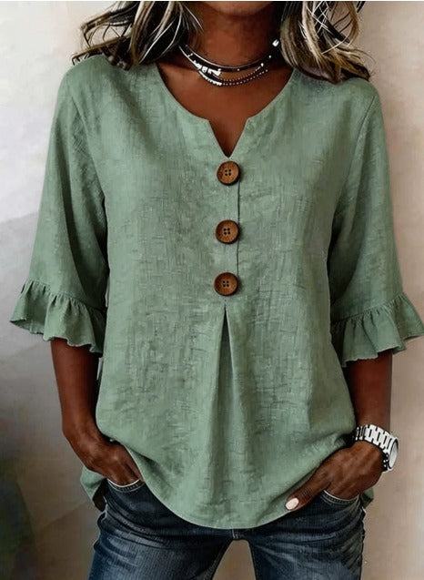 Sophia - Blusa con botones de madera