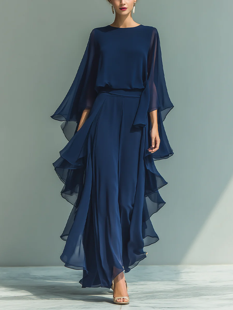 Aurora | Conjunto elegante de chiffón con volante