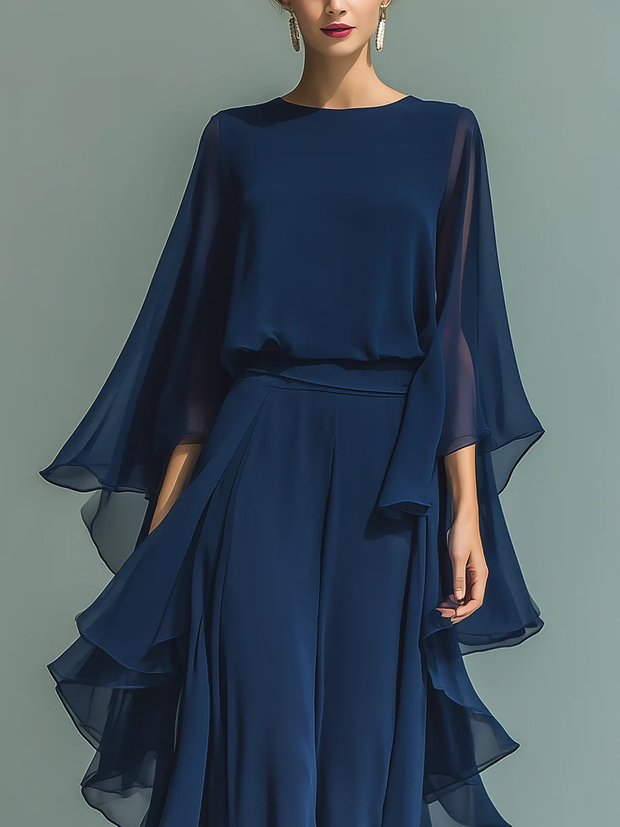 Aurora | Conjunto elegante de chiffón con volante