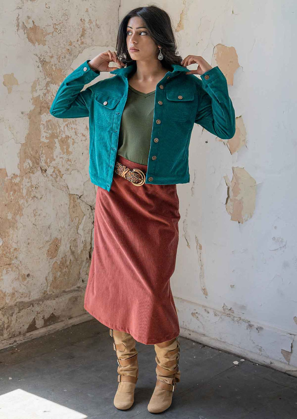 Chaqueta de pana y denim